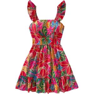 image:imageFloerns Womens Floral Ruffle Sleeveless Cami Dress Tiered A Line Short DressesRed Multi