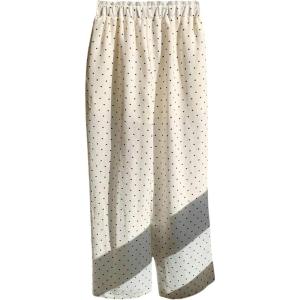 image:imageFloerns Womens Polka Dots Elastic Waist Pants Wide Leg Loose Casual Lounge PantsWhite