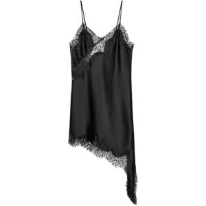 image:imageFloerns Womens Satin Lace Dress Layering Asymmetrical Tops Date Night Slip DressesBlack