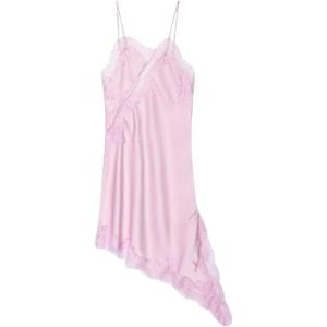 image:imageFloerns Womens Satin Lace Dress Layering Asymmetrical Tops Date Night Slip DressesPink