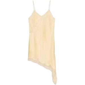 image:imageFloerns Womens Satin Lace Dress Layering Asymmetrical Tops Date Night Slip DressesYellow