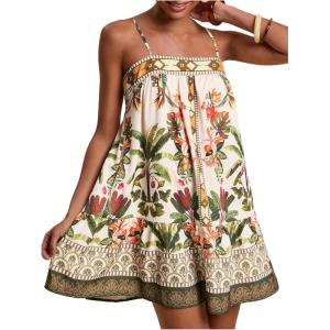 image:imageFloerns Womens Sleeveless Cami Dress Floral Flounce Hem Summer Short DressesGreen Multi