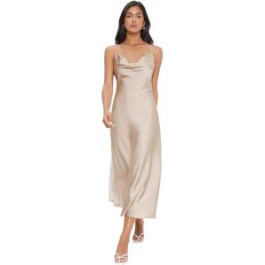 image:imageFloerns Womens Spaghetti Strap Cowl Neck Long Slip Satin Silk Midi DressApricot