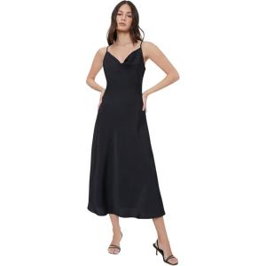 image:imageFloerns Womens Spaghetti Strap Cowl Neck Long Slip Satin Silk Midi DressBlack