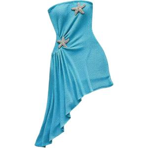 image:imageFloerns Womens Summer Sundress Metal Starfish Asymmetrical Hem Tube Beach Vacation ClothesBlue