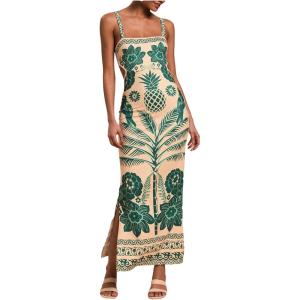 image:imageFloerns Womens Tropical Bow Tie Back Long Dress Sleeveless Split Vacation Maxi DressGreen