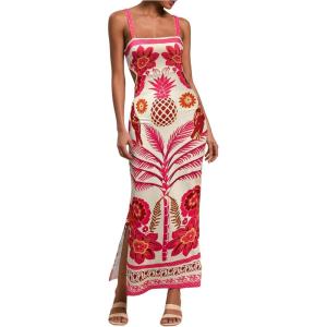 image:imageFloerns Womens Tropical Bow Tie Back Long Dress Sleeveless Split Vacation Maxi DressRed