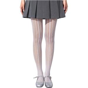 image:imageFloerns Womens Vintage Vertical Striped Fishnet Mesh Pantyhose Tights Retro StockingsWhite