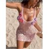 image:imageFloerns Womens Crochet Cover Up Beach Dress Hollow Out Floral Vacation Bathing SuitPink