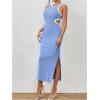 image:imageFloerns Womens Cut Out Bodycon Dress Sleeveless Summer Outfit Slit Long DressesBlue