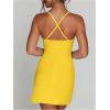 image:imageFloerns Womens Deep V Neck Mini Dress Spaghetti Strap Split Concert Outfit Bodycon DressesYellow