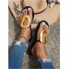 image:imageFloerns Womens Elegant Metal Ring Flat Sandals Summer Vacation Open Toe Slides SandalsBlack