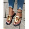 image:imageFloerns Womens Elegant Metal Ring Flat Sandals Summer Vacation Open Toe Slides SandalsBlack