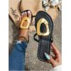 image:imageFloerns Womens Elegant Metal Ring Flat Sandals Summer Vacation Open Toe Slides SandalsBlack