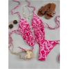 image:imageFloerns Womens Floral Bead Tankini Swimsuit 2 Piece Halter String Tie Side Bathing SuitHot Pink