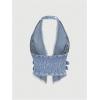 image:imageFloerns Womens Grunge Sleeveless Hater Backless Hip Hop Fringe Trim Vest Denim TopsPale Blue