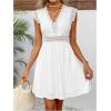 image:imageFloerns Womens Lace V Neck Vacation Dress Sleeveless Eyelet Embroidery Summer A Line Dresses