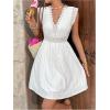 image:imageFloerns Womens Lace V Neck Vacation Dress Sleeveless Eyelet Embroidery Summer A Line Dresses