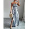 image:imageFloerns Womens One Piece Strapless Jumpsuit Boho Wide Leg Tube Rompers Beach Vacation ClothesBlue and White