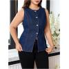 image:imageFloerns Womens Plus Size Button Front Denim Tops Sleeveless Tank Casual ShirtsBlue