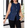 image:imageFloerns Womens Plus Size Button Front Denim Tops Sleeveless Tank Casual ShirtsBlue