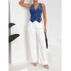 image:imageFloerns Womens Sleeveless Denim Vest Asymmetrical Hem Button Down WaistcoatMedium Wash