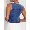 image:imageFloerns Womens Sleeveless Denim Vest Asymmetrical Hem Button Down WaistcoatMedium Wash