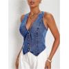 image:imageFloerns Womens Sleeveless Denim Vest Asymmetrical Hem Button Down WaistcoatMedium Wash