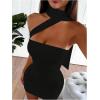 image:imageFloerns Womens Strapless Mini Dress Halter Neck Bodycon Going Out Party Dresses with ScarfBlack