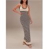 image:imageFloerns Womens Striped Sweater Dress Halter Sleeveless Knitted Beach Vacation Bodycon Long DressesBlack Multi
