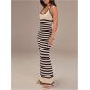image:imageFloerns Womens Striped Sweater Dress Halter Sleeveless Knitted Beach Vacation Bodycon Long DressesBlack Multi