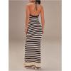 image:imageFloerns Womens Striped Sweater Dress Halter Sleeveless Knitted Beach Vacation Bodycon Long DressesBlack Multi