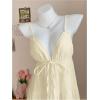 image:imageFloerns Womens Summer Dress Spaghetti Strap Tie Knot Front Tiered Flounce Ruffle Hem Beach Mini Dresses