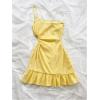 image:imageFloerns Womens Summer One Shoulder Mini Dress Cut Out Sleeveless Ruffle Beach DressesYellow