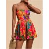 image:imageFloerns Womens Summer Rompers Tropical Spaghetti Strap Smocked Beach Vacation One Piece JumpsuitHot Pink