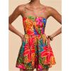 image:imageFloerns Womens Summer Rompers Tropical Spaghetti Strap Smocked Beach Vacation One Piece JumpsuitHot Pink