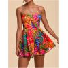 image:imageFloerns Womens Summer Rompers Tropical Spaghetti Strap Smocked Beach Vacation One Piece JumpsuitHot Pink