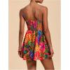 image:imageFloerns Womens Summer Rompers Tropical Spaghetti Strap Smocked Beach Vacation One Piece JumpsuitHot Pink