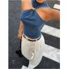 image:imageFloerns Womens Y2k Twist Sleeveless Denim Tops Mock Neck Metal Going Out Tank TopsDark Wash