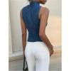 image:imageFloerns Womens Y2k Twist Sleeveless Denim Tops Mock Neck Metal Going Out Tank TopsDark Wash