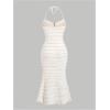 image:imageWomens Beach Halter Neck Bodycon Dresses Summer Tiered Fishtail Hem Long Dress