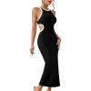 image:imageFloerns Womens Cut Out Bodycon Dress Sleeveless Summer Outfit Slit Long DressesBlack