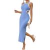 image:imageFloerns Womens Cut Out Bodycon Dress Sleeveless Summer Outfit Slit Long DressesBlue