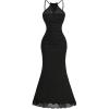 image:imageFloerns Womens Elegant Cross Wrap Cami Maxi Dress Fishtail Bodycon Wedding Guest DressesBlack