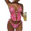 image:imageFloerns Womens Floral Bead Tankini Swimsuit 2 Piece Halter String Tie Side Bathing SuitHot Pink