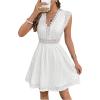 image:imageFloerns Womens Lace V Neck Vacation Dress Sleeveless Eyelet Embroidery Summer A Line Dresses