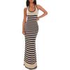 image:imageFloerns Womens Striped Sweater Dress Halter Sleeveless Knitted Beach Vacation Bodycon Long DressesBlack Multi