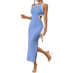 image:imageFloerns Womens Cut Out Bodycon Dress Sleeveless Summer Outfit Slit Long DressesBlue