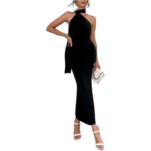 image:imageFloerns Womens Halter Neck Sleeveless Backless Bodycon Dress Cocktail Party Maxi DressesBlack