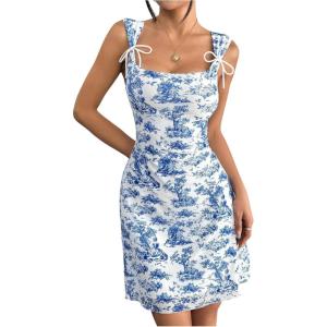image:imageFloerns Womens Leopard Print Mesh Bodycon Mini Dress Sleeveless Bowknot Y2k DressesLight Blue and White